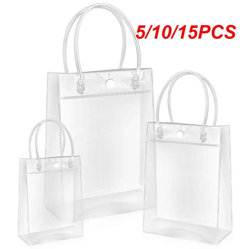 

5/10/15PCS Transparent PVC Handbag Christmas Gift Packaging Bags With Handles Shopping Travel Clear Tote Jelly Bag Shoulder