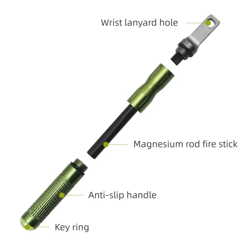Outdoor Flint and Steel Waterproof Emergency Fire Starter, Camping Equipment Zinc Magnesium Rod Multi-functional Fire Stick view 3