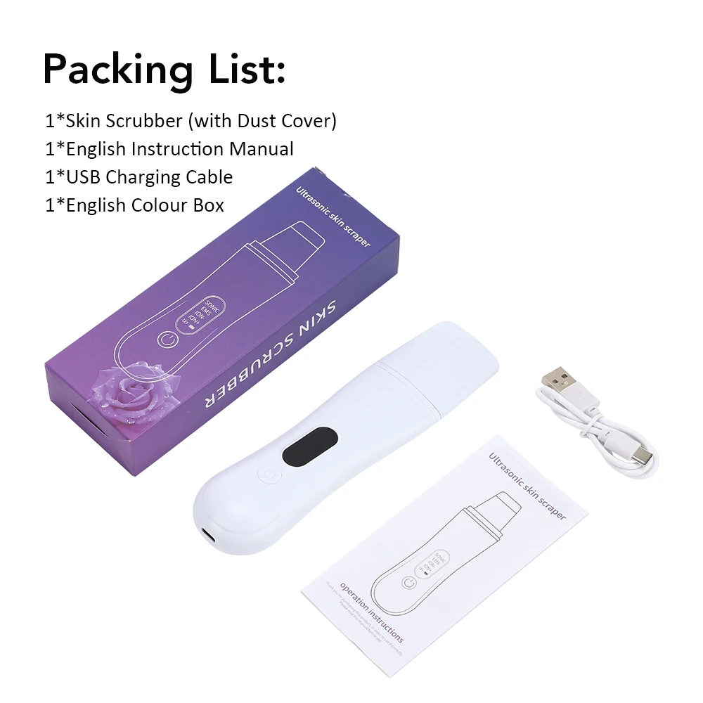 Ultrasonic Skin Scrubber Skin Spatula Ion Deep Face Cleaning 4 Modes Facial Lifting Ultrasonic Cleaner Peeling Skin Care Device
