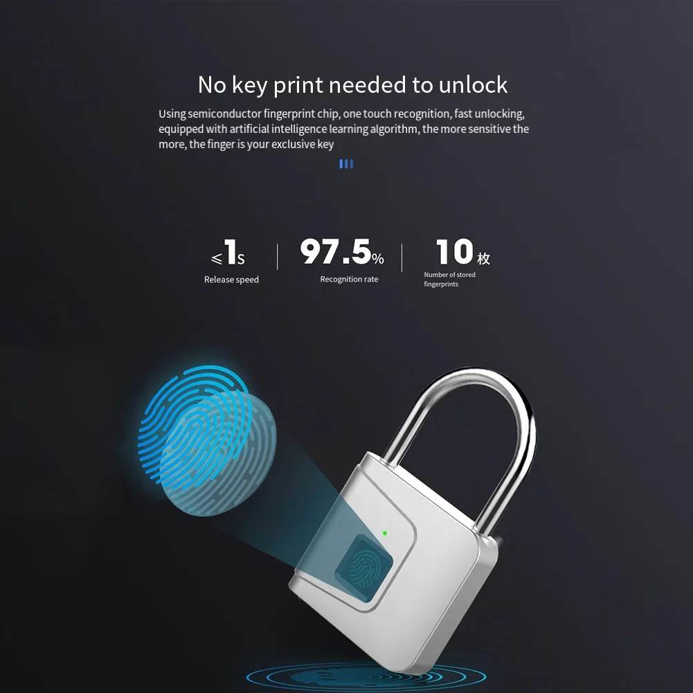 Exclusive Key Fingerprint Lock Lock With Fingerprint Long Battery Life Semiconductor Fingerprint Chip USB Data Cable