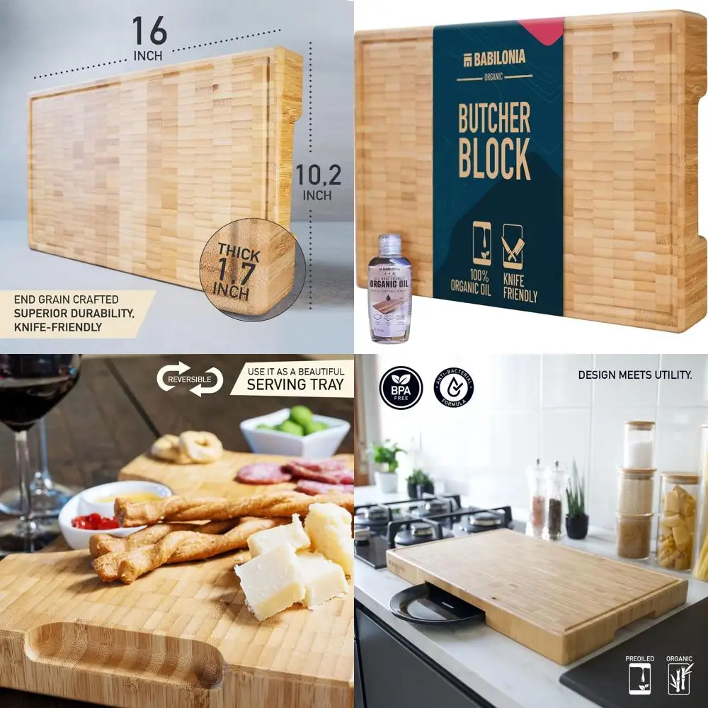 

Толстая разделочная доска из цельного дерева толщиной 1,7 дюйма, 15,7x10,2 дюйма, премиальная прочная деревянная поверхность для нарезки с масляной пропиткой и защитной пленкой