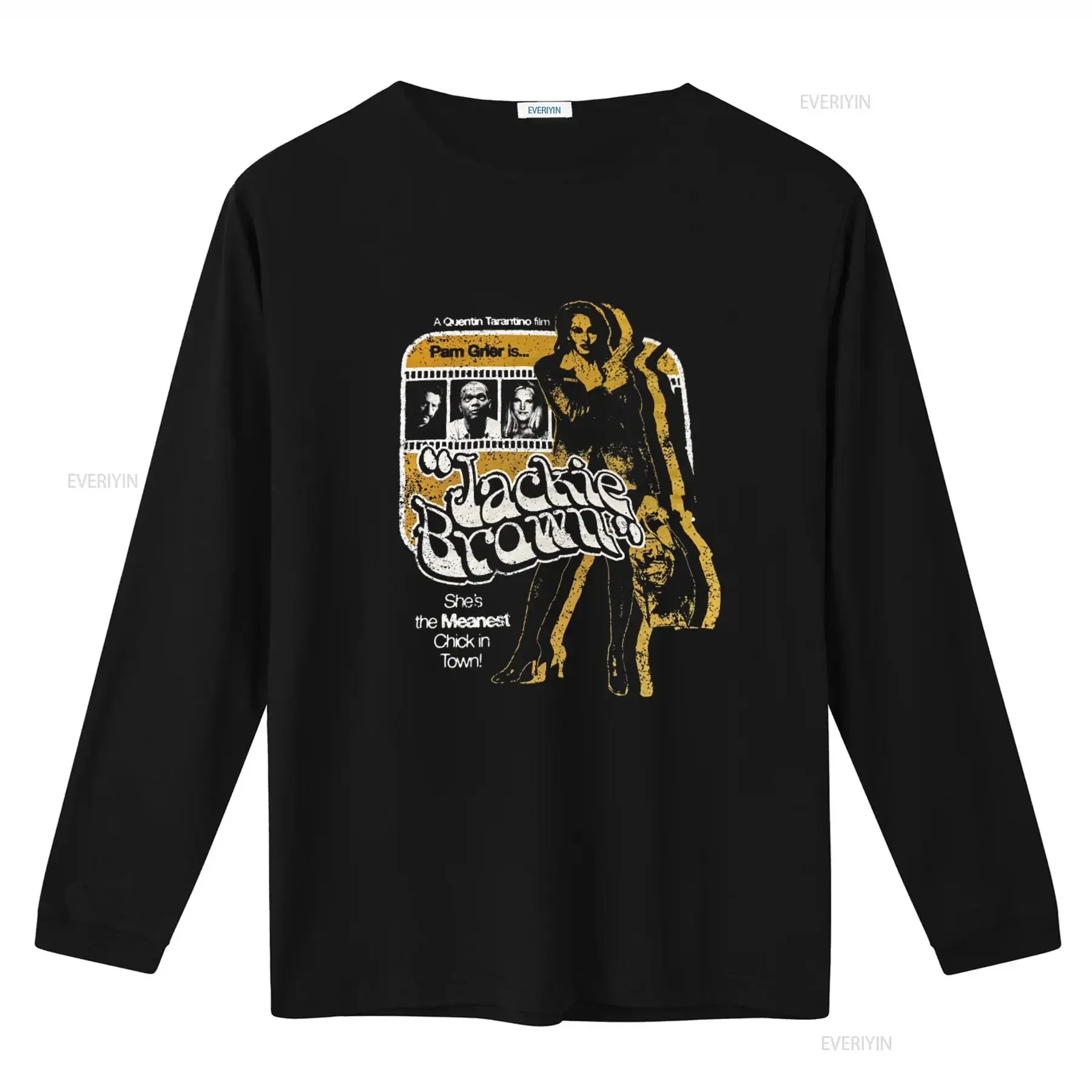 Jackie Brown Movie T Shirt Black Size XL Quentin Tarantino Pam Grier Film Tribute Retro Design vintage Washed Versatile Casual