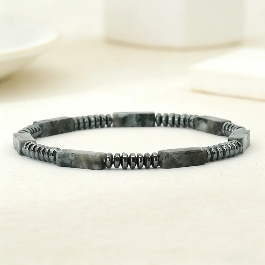 Stylish Selected High Quality Hematite Healing Bracelet Unisex Square Emperor Tiger Eyes Howlite Stone Strand Braslet Jewelry