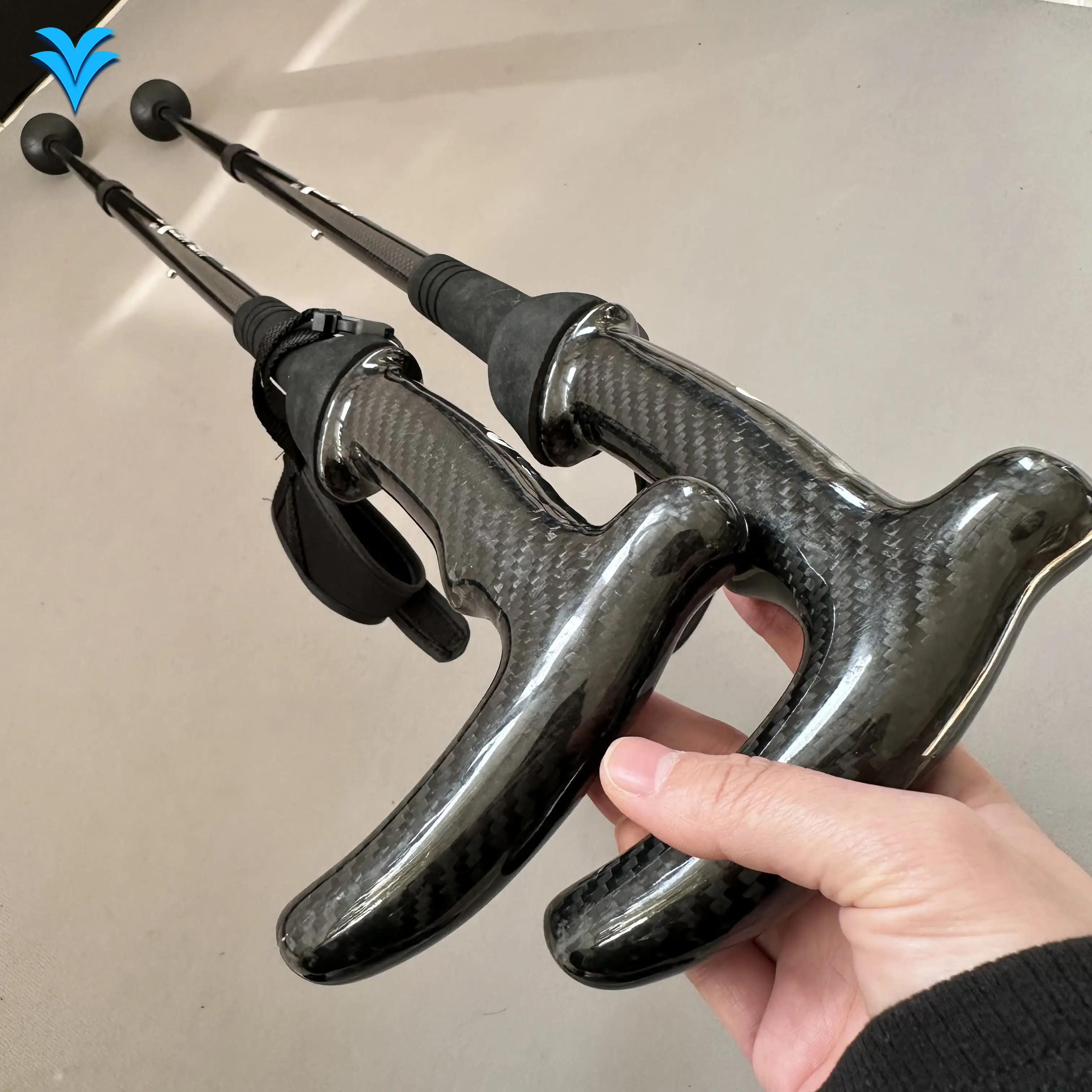 

March Carbon Foldable Snow Alpenstock Mountaineering Cane Hiking Nordic Walking Sticks Trekking Poles for Outdoor