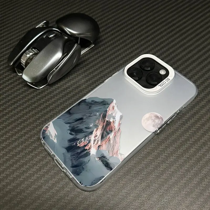 جبل الثلج تحت القمر المشهد قضية الهاتف لسامسونج غالاكسي A26 A36 A56 A55 A54 S25 FE S24 S23 S22 الترا S21 زائد غطاء