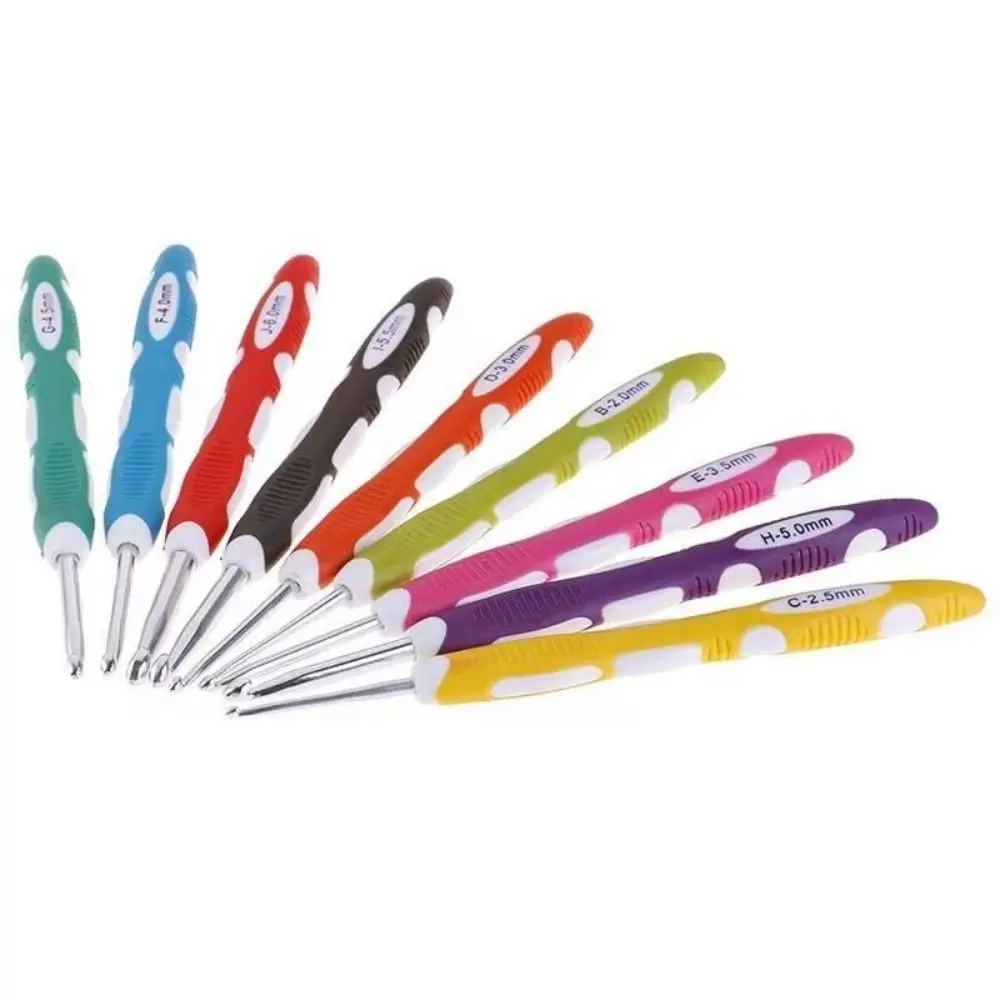 1pc Crochet Hook Hand Knitted Crochet Aluminum Crochet Needles With Colorful Grip DIY Process Tool Knitting Needles Set