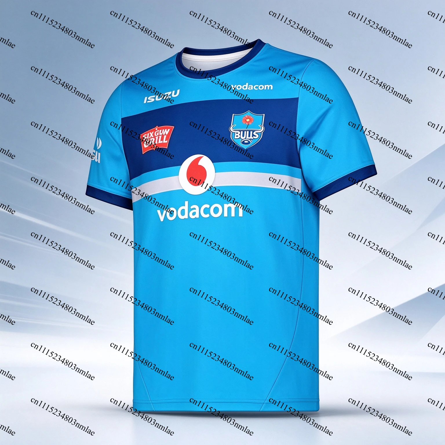 Vodacom Bulls Men Rugby Jersey Short Sleeve Light Blue Fan Version Sports Training Shirt