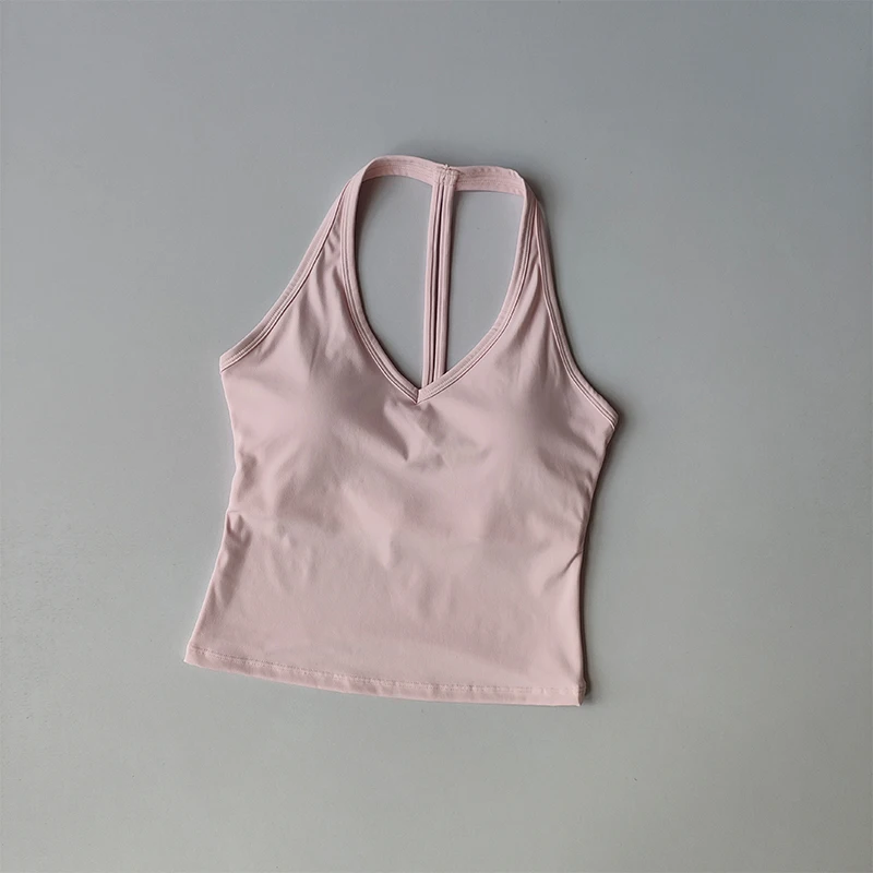 Sportunterwäsche V-Ausschnitt Sommer Neckholder Schöner Rücken Yoga-Anzug Weste Raffung Outdoor-Lauf Fitness-BH – Detail 3