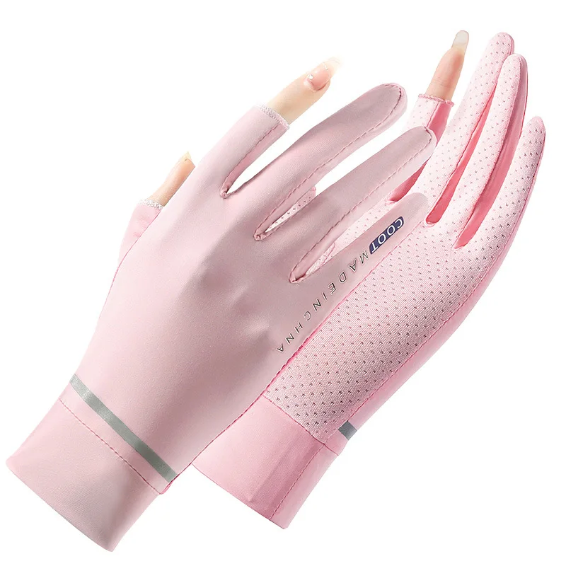 Women Gloves Summer Anti-UV Sunscreen Ice Silk Thin Gloves Mesh Breathable gloves for Driving cycling fishing bike sports Gloves