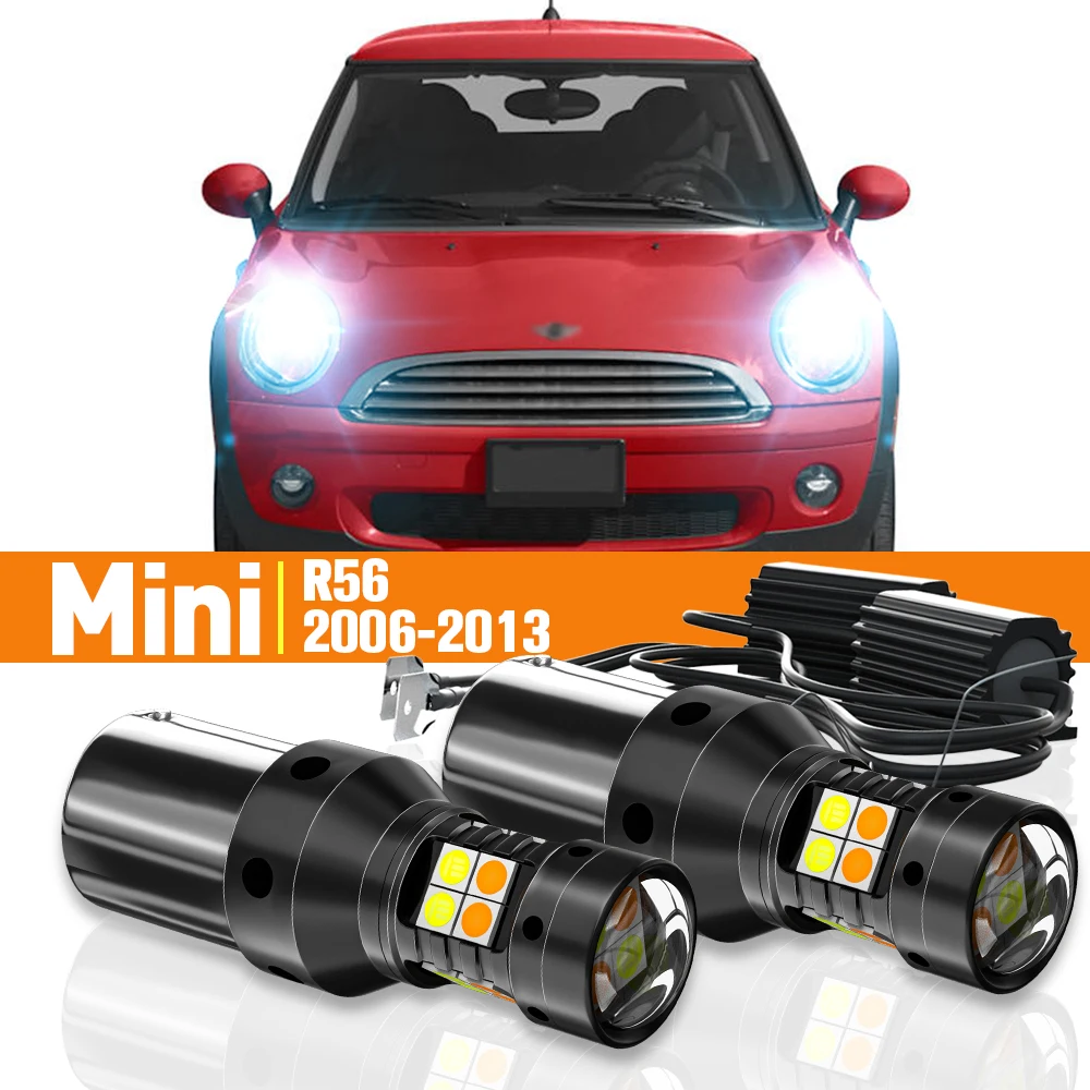 

2x LED Dual Mode Turn Signal+Daytime Running Light DRL For Mini Cooper R56 2006-2013 2007 2008 2009 2010 2011 Accessories Canbus