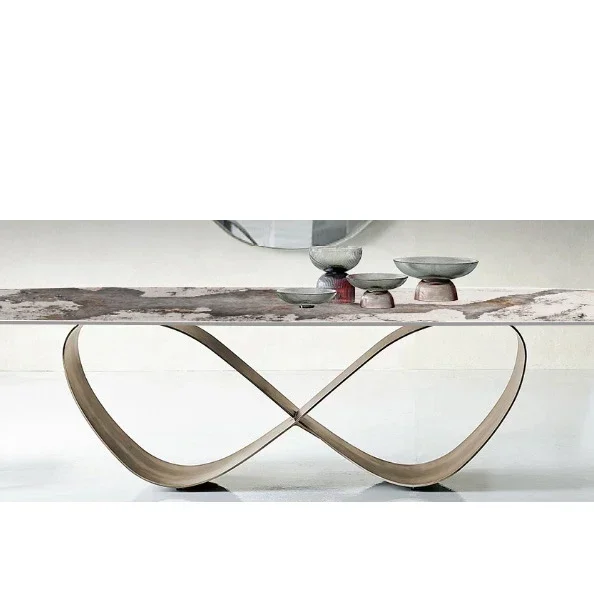 Factory made luxury Italian dinner dining table and chairs 6 luxury  modern marble dining room furniture table set