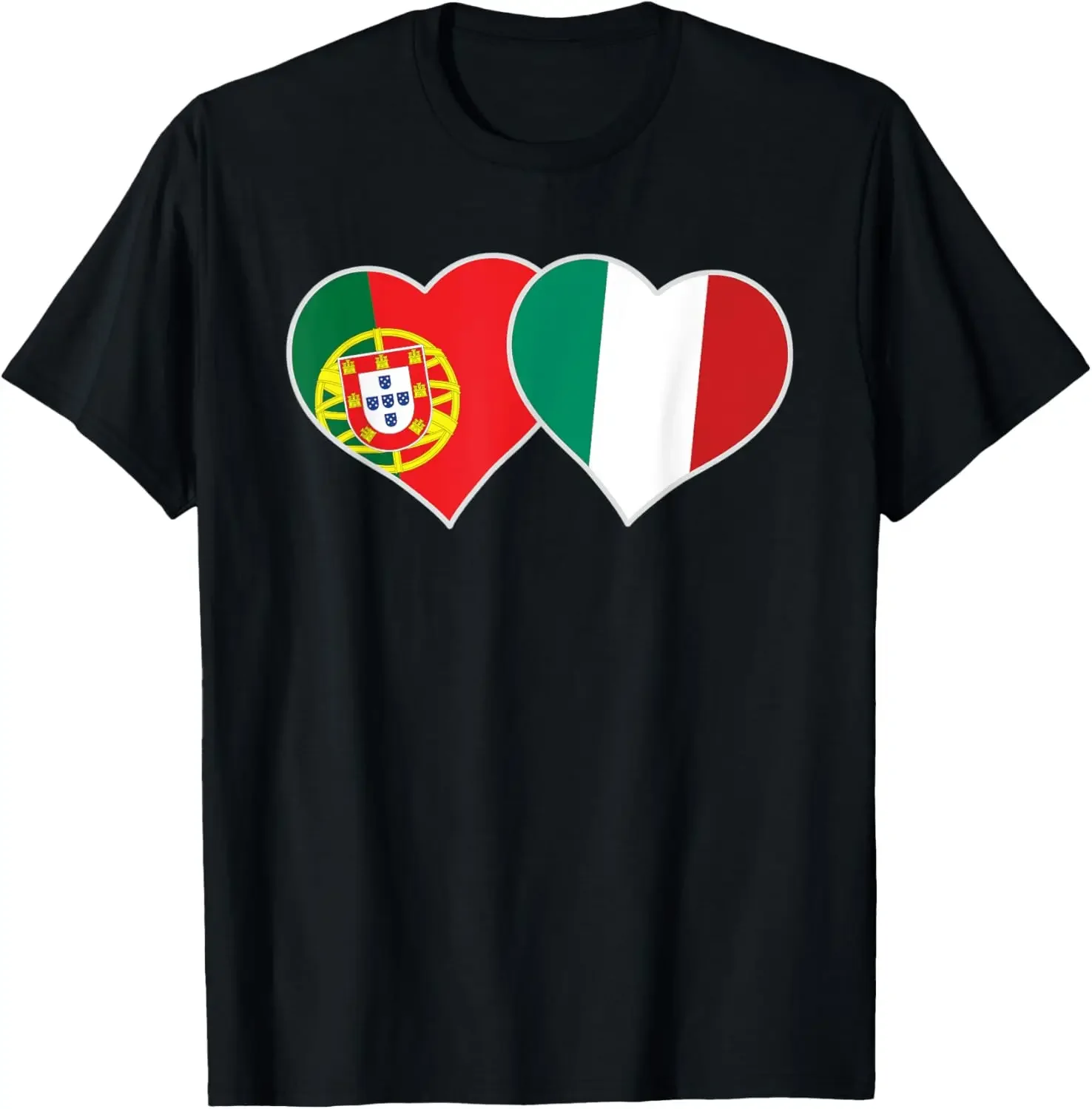 Portuguese Italian Flag Hearts Love Portugal Italy T-Shirt