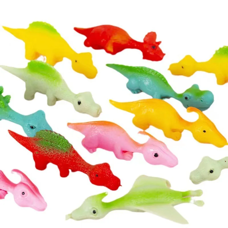 Catapulte de doigt de dinosaure, jouet de décompression TPR, fronde pour enfants, farces de fête d'anniversaire, couleur aléatoire, 5 à 30 pièces
