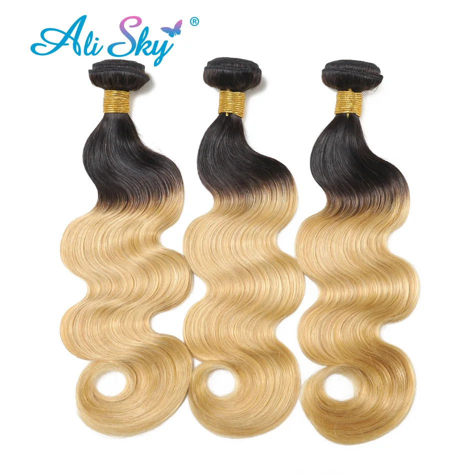 1b/27 Honey Blond Body Wave Bundle Brazilian 100% Human Hair 1/3/4 Bundles Deals Pre Colored Hair Weave Extensions Virgin Hair