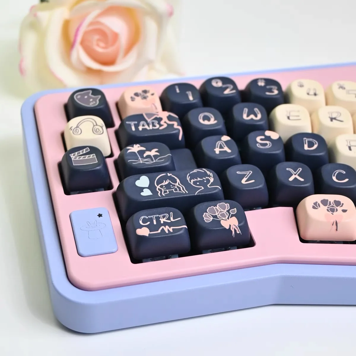 Keycaps High Quality 140 Key Love Diary MOA Height Key Cap Cute gift Sublimation Mechanical Keyboard Keycaps Keyboard Cap