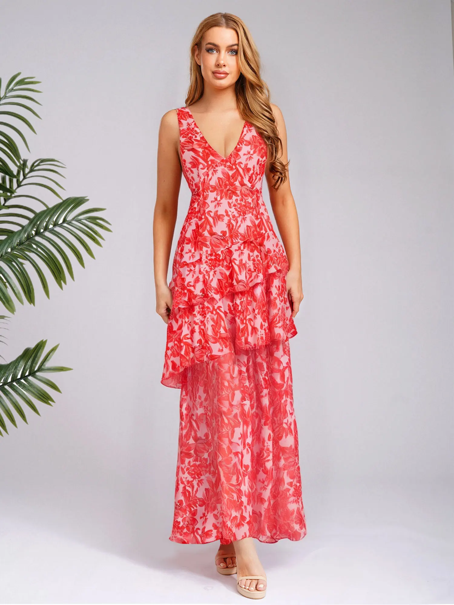 فستان نسائي أنيق عتيق مطبوع عليه زهور فساتين ماكسي بوهيمية مثيرة فستان بوهو لقضاء عطلة الشاطئ والصيف والسهرات