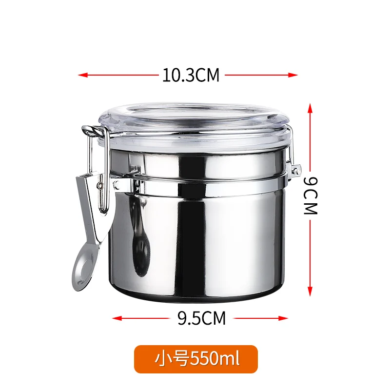 Stainless Steel Seal Can Coffee Candy Dried Fruit Powder Milk Powder Tea Can Kitchen Storage Jar Tea Shop Supplies