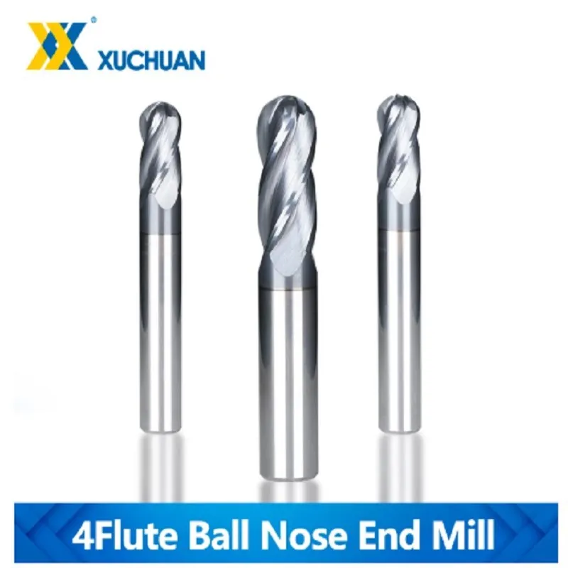 

4 Flute Ball Nose Carbide End Mill R0.5-R8 Spiral Milling Bit CNC Machine Milling Tool Cutter Router Bit Milling Cutter