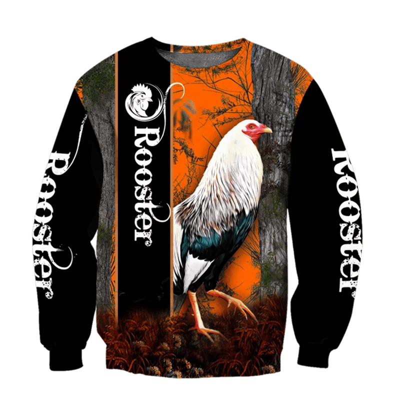 3D Print Beautiful Rooster Graphic Sweatshirt Autumn Men Casual Crewneck Pullover Tracksuits Y2k Mens Women Designer Clothes