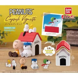 Bandai Genuine 4Pcs Gashapon Capsule Vignette Snoopy Peanuts Anime Figure Toys For Kids Gift Collectible Model Ornaments
