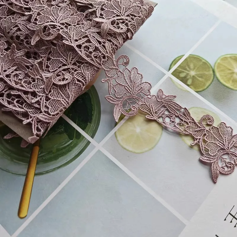 12Yards 4.5cm Width Shiny Brown Hollow Flower Venise Diy Venice Lace Clothing Accessories Of Various Garment,Bra.Skirt