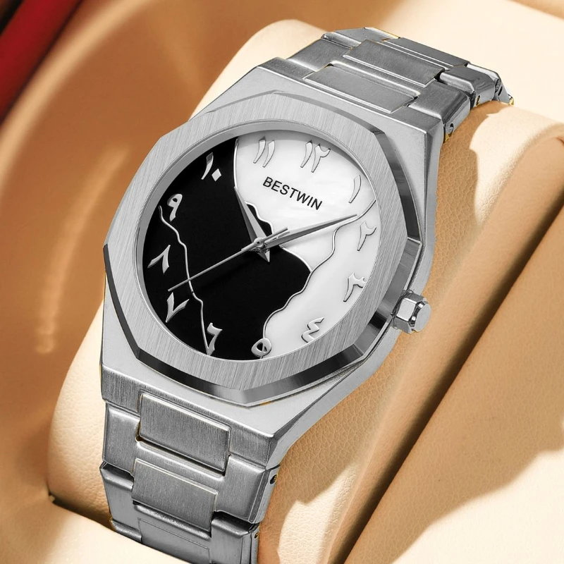 Original top brand stainless steel men wristwatch classic business man black gold hand clock movement quartz mens watches gifts