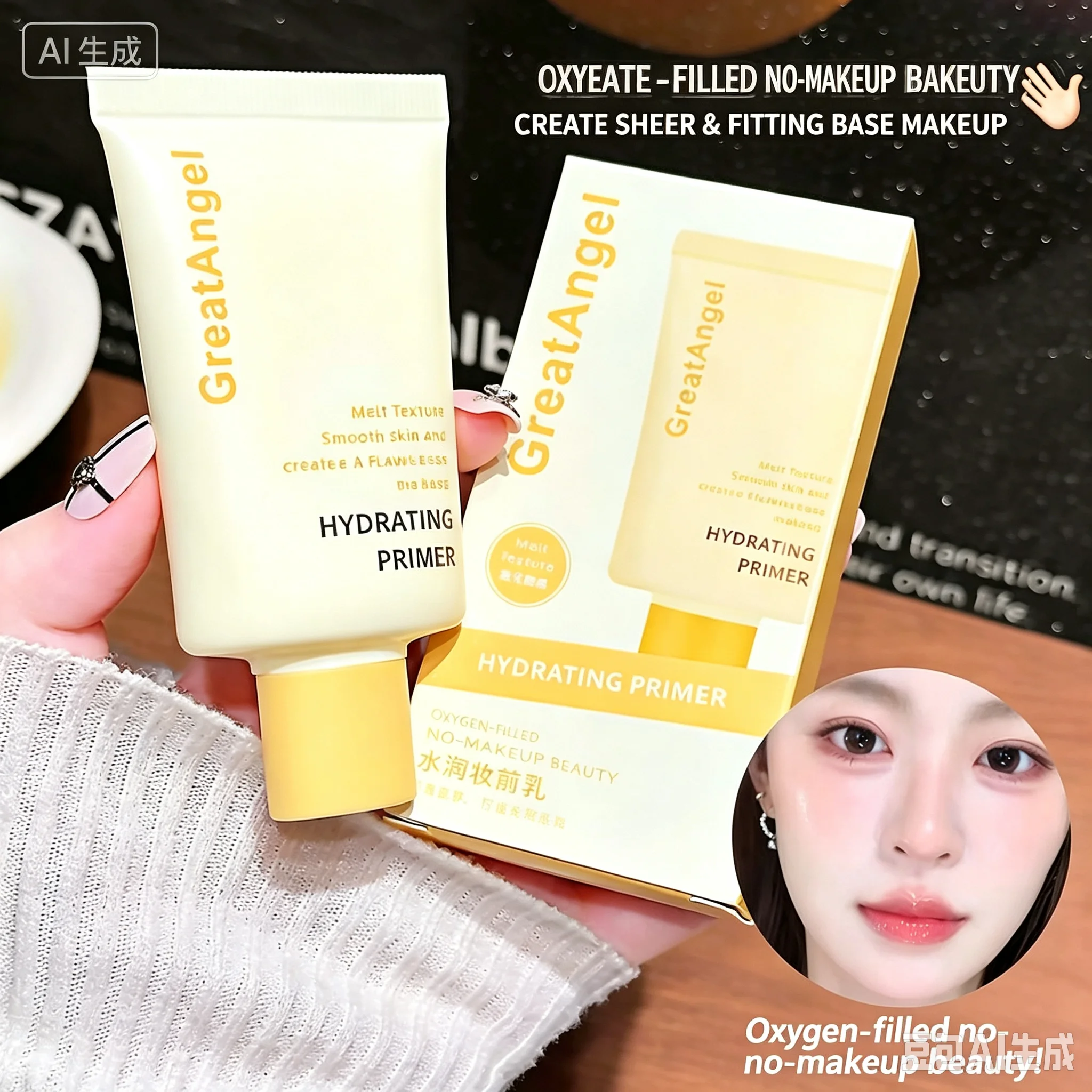 GreatAngel Hydrating Face Primer Makeup Base - Dewy, Lightweight, Smoothing, Long-Lasting, Korean Skincare, Natural Glow, Studen