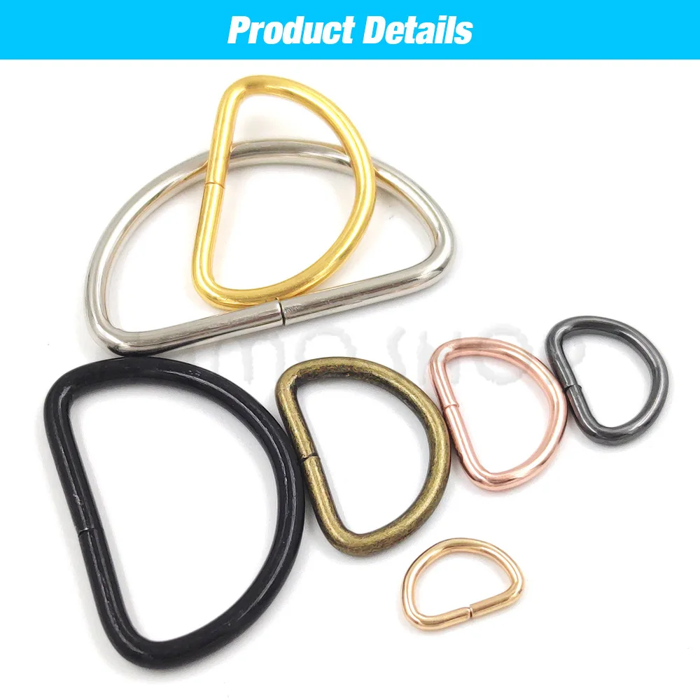 20/100pcs Metal D Ring Adjustable Buckle Clasp For Webbing Backpacks Straps Bags Cat Dog Collar Chain Buckles DIY Accessorie