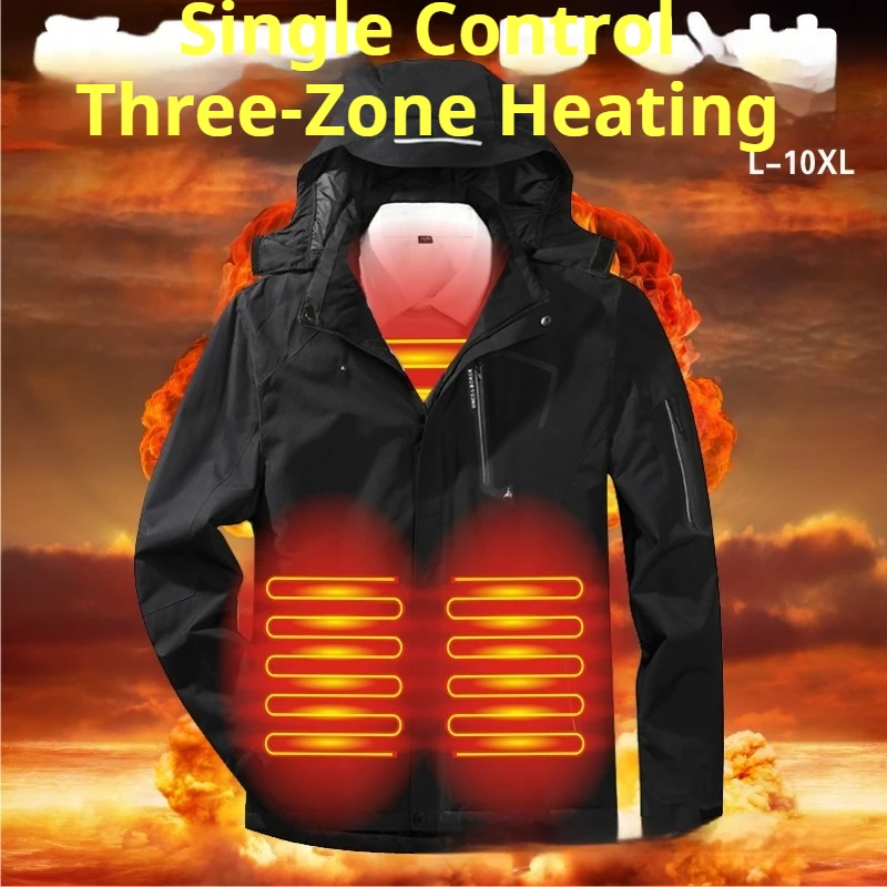 

3-Zone Heating Jacket for Men Women Electric Heated Ski Coat Windproof Fleece Lined Thermal Outdoor Jacket Winter Warm Coat New