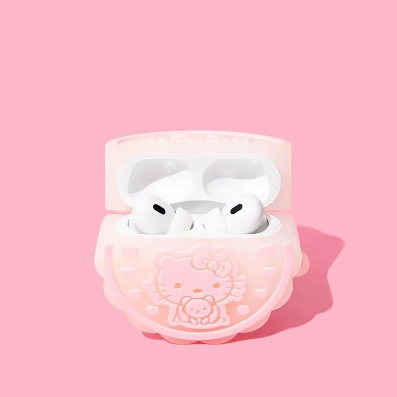 Cute Sanrio Hello Kitty Funny Airpods Case Kawaii Cartoon KT Snow-skin Moon Cake AirPodspro 1 2 3 Creative Cases Toys Girl Gifts