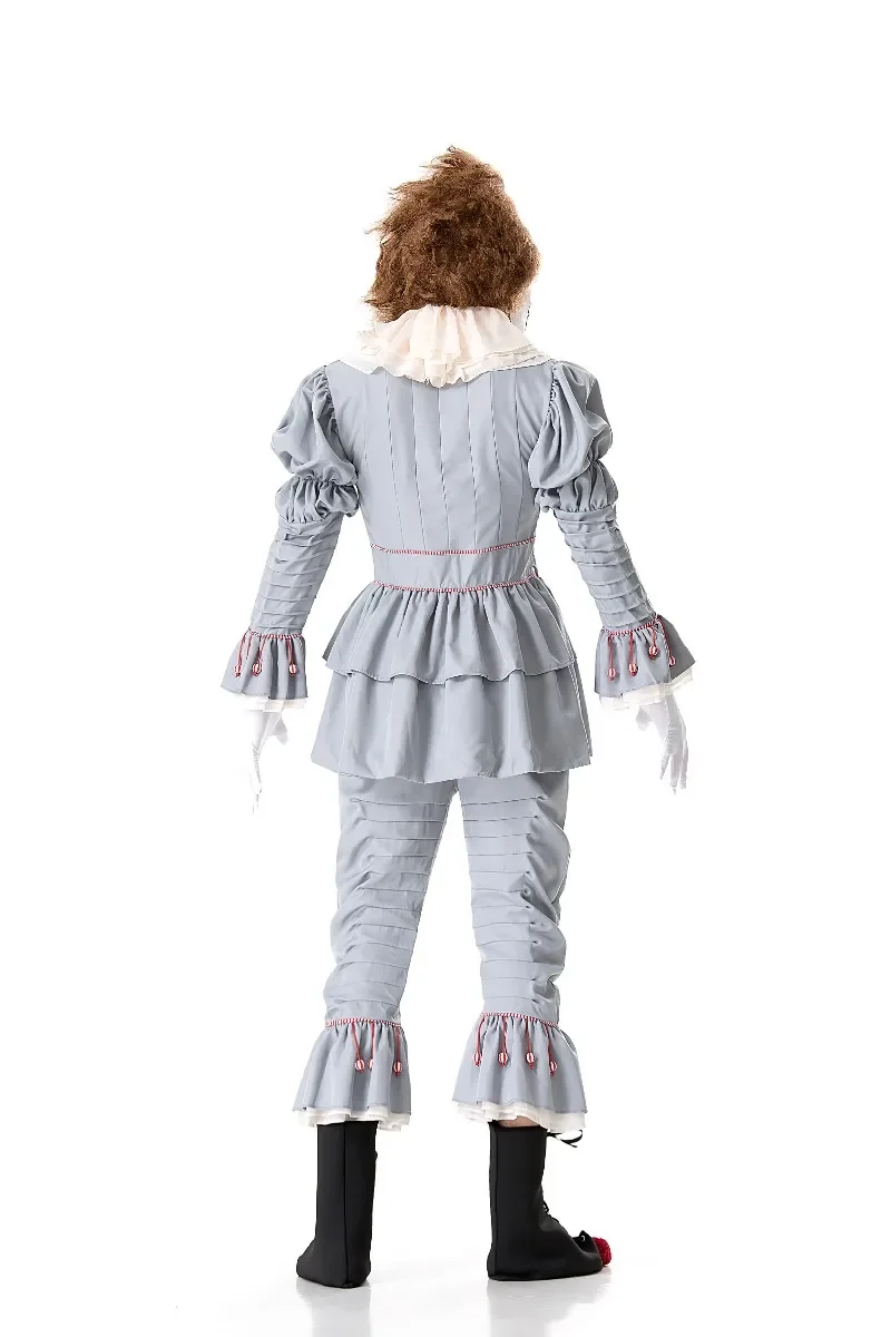 Costume da clown spaventoso cosplay di Halloween unisex per adulti, carnevale, festa in maschera