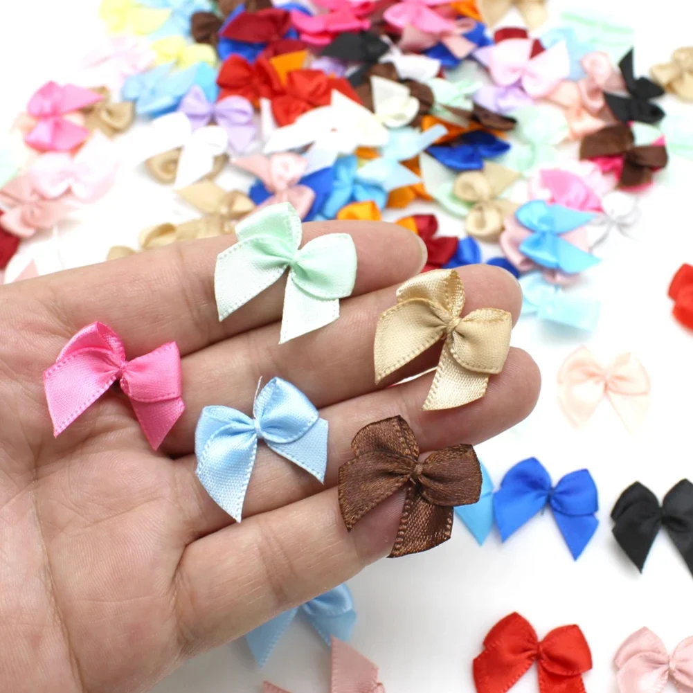 

200Pcs/Pack 2*2.5cm Small Dacron Ribbon Bow Flower Craft Decoration Handwork DIY Party Decoration Colored Ribbon Bows