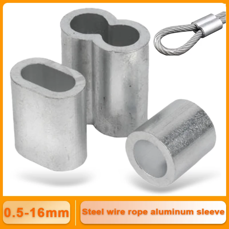 Oval 8-type Aluminum Wire Ferrules Aluminum Cable Stopper Wire Rope Crimp Fixed Sleeve Fixing Clip Cord Lock Crimp Rope Hardware