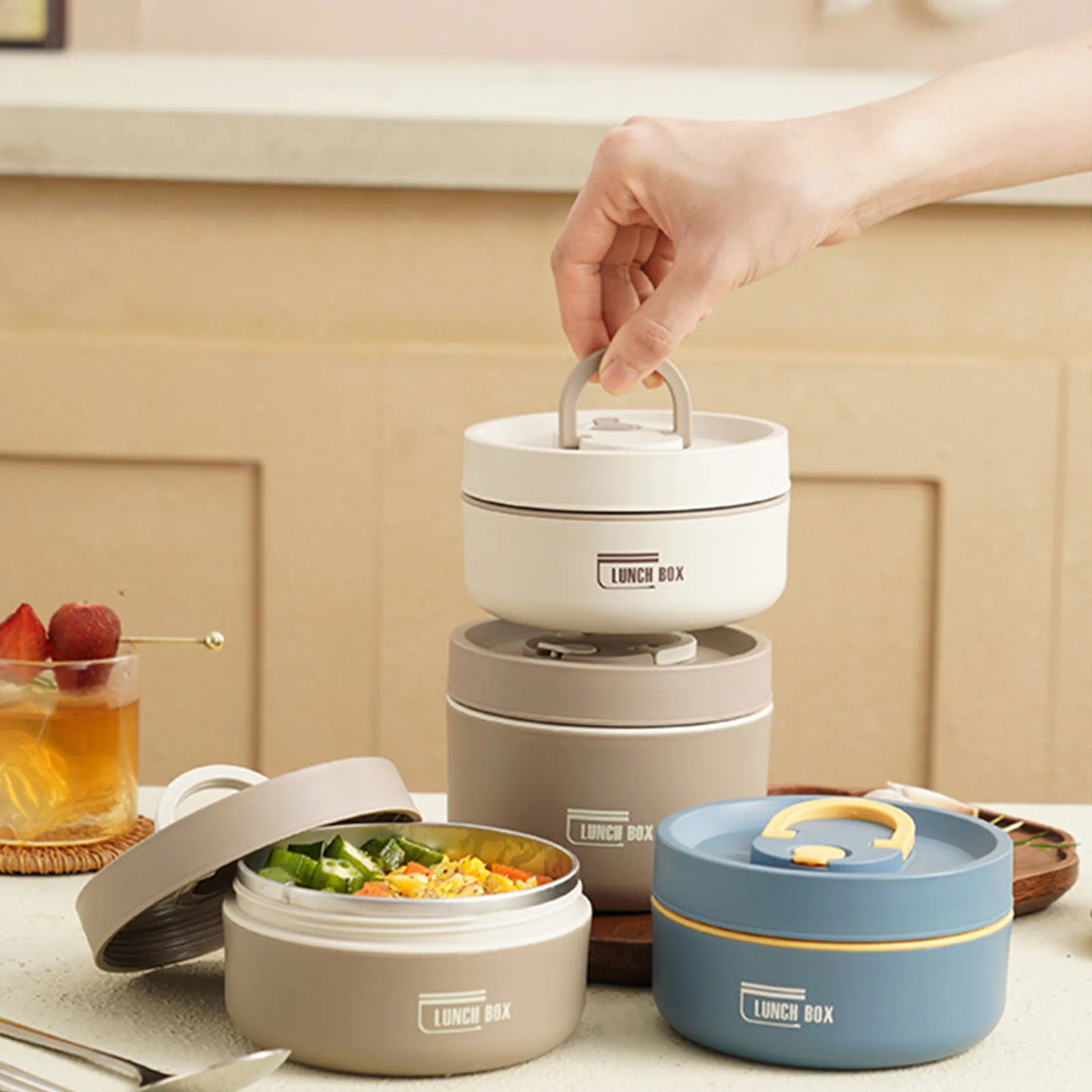Thermal Lunch Box Stainless Steel Insulated Bento Box Portable Lunch Container Stackable Leakproof  Food Container - view 6