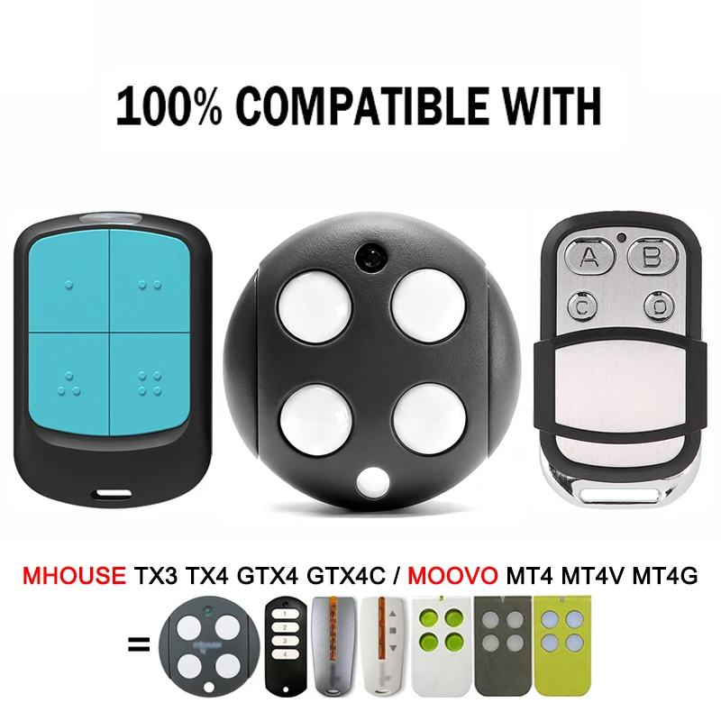 Gate Remote Control For MHOUSE MOOVO 433.92MHz Rolling Code Compatible With MHOUSE TX3 TX4 GTX4 GTX4C MOOVO MT4 MT4V MT4G