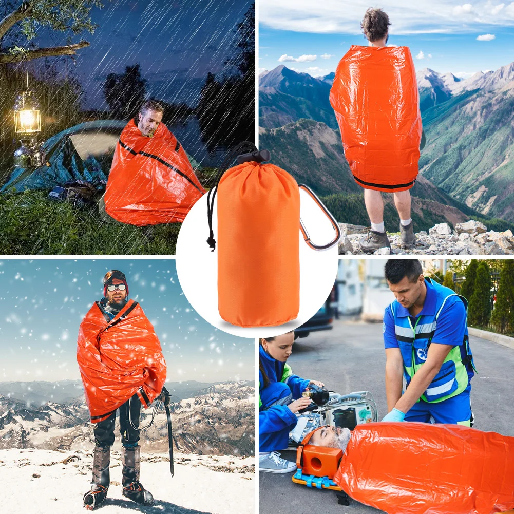 

Emergency Sleeping Bag Survival Sleeping Bag Portable Camping Sleeping Bag Waterproof with Carabiner for Sleep Survival Shelter