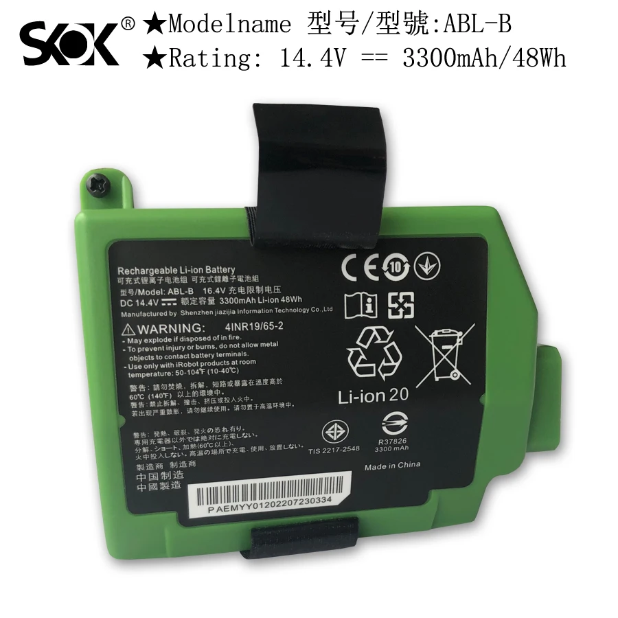 for iRobot Roomba S9 9150 + S9+ 9550 Robot PN ABL-B Sweeper Rechargeable Lithium Ion Replacement Battery 4INR19/65-2