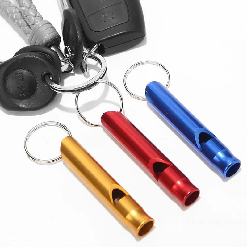 

High Decibel Emergency Fire Training Survival Whistle Outdoor Aluminum Alloy Small Whistle Portable Keychain Referee Whistle