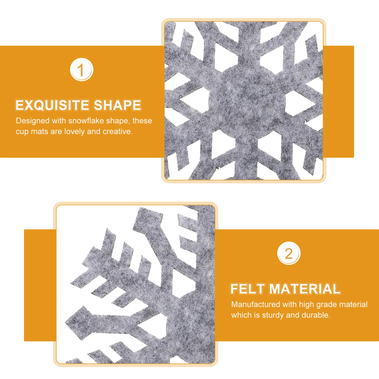 

12 Pcs Christmas Snowflake Placemat Table Coasters for Drinks Holiday Decor Household Felt Cup Cloth Mug Decoration