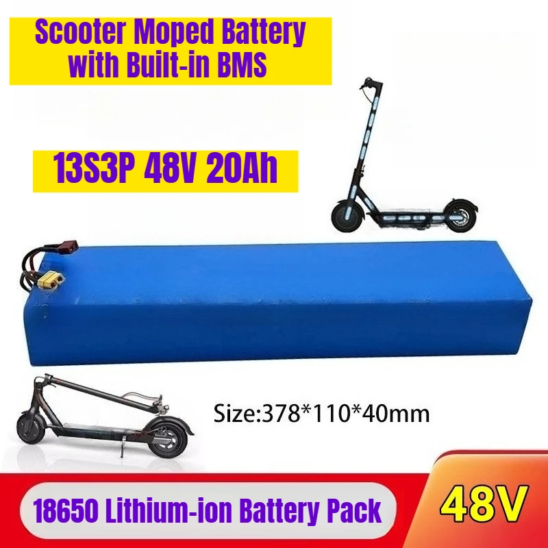 

13S3P 48V 20Ah Scooter Moped Battery with Built-in BMS 18650 Lithium-ion Battery Pack