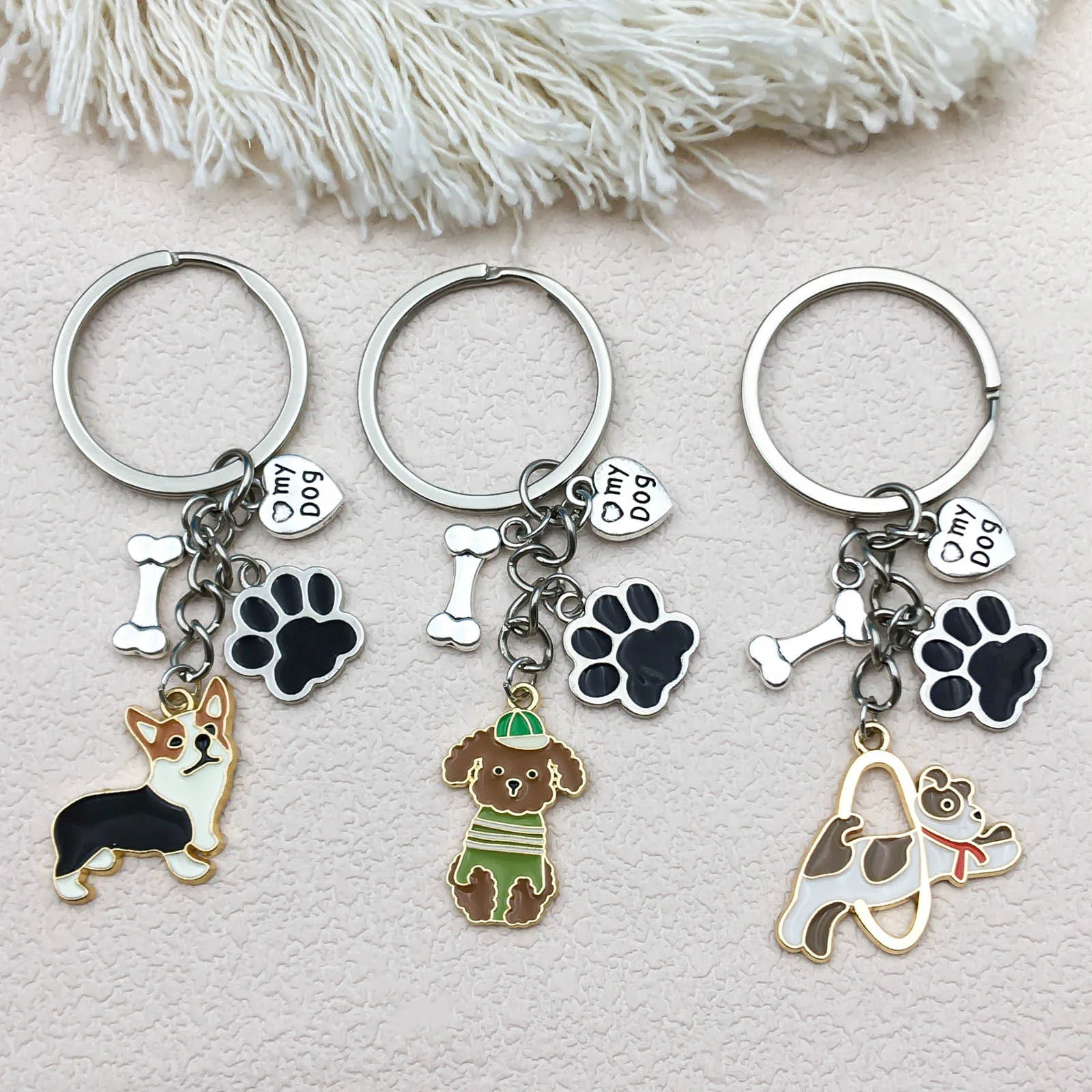 1pc Cartoon Cute Pet Dog Keychains Pet Commemorative Keychains Wallet Bags Backpacks Pendants For Dag Mom Dad, Pet Lovers