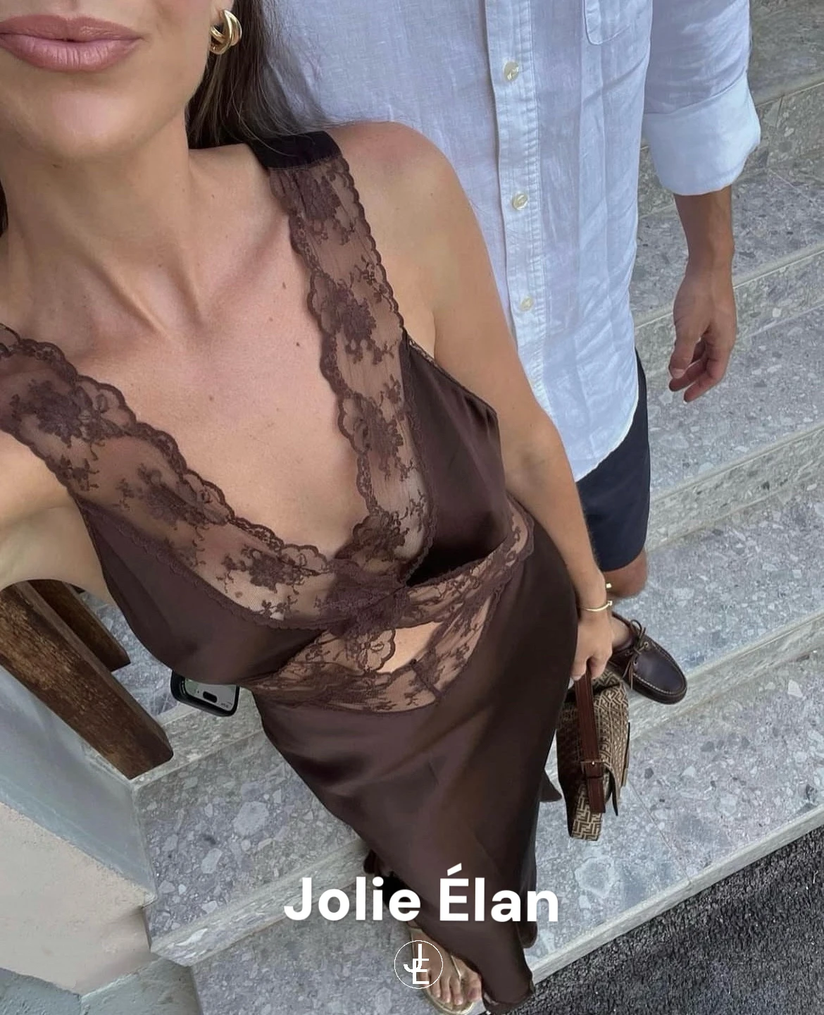 

JolieElan Parisian Lace Trim Che Sexy Vaion Long Dr Spwear Old Money Sle V-ne Svel Ice Silk Home Clothes