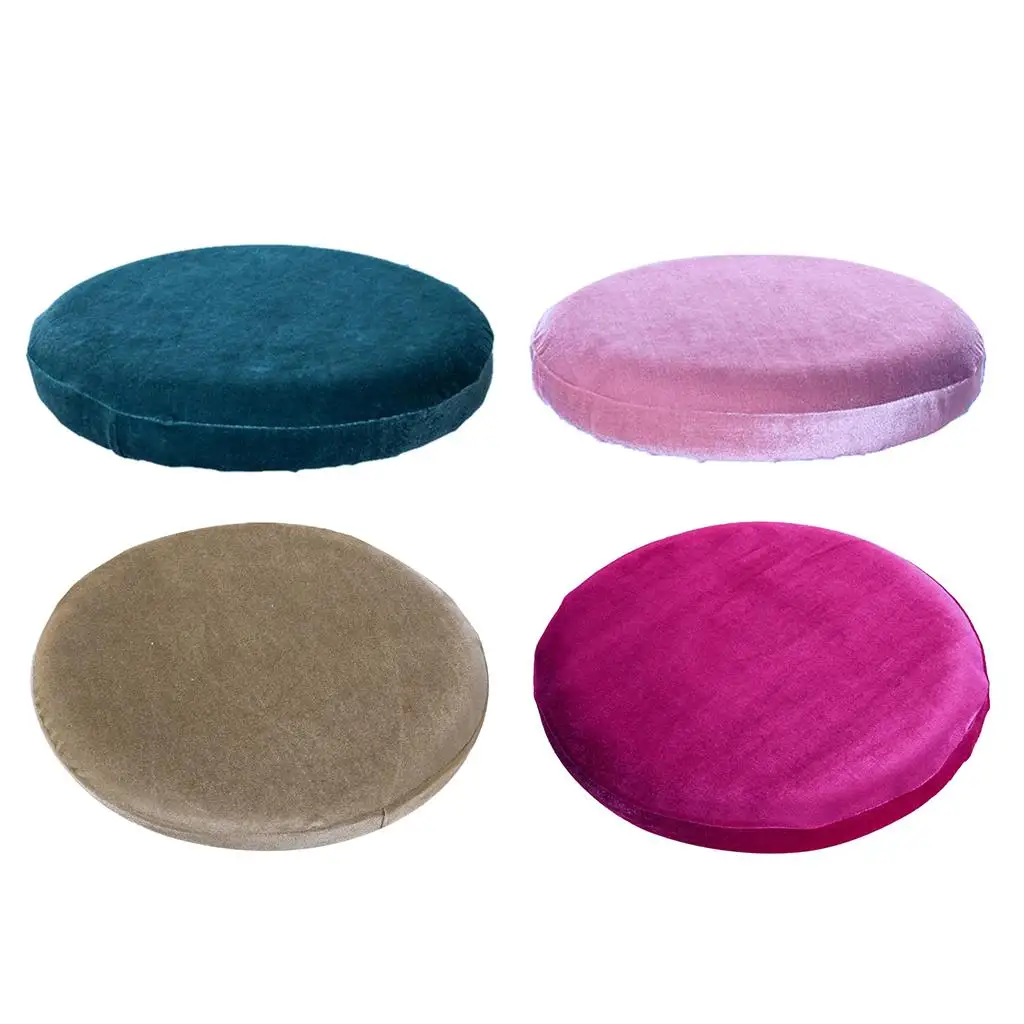 Elastic Velvet Dining Room Chair Slipcover Round Seat Cushion Cover for Office Bar Stool Party