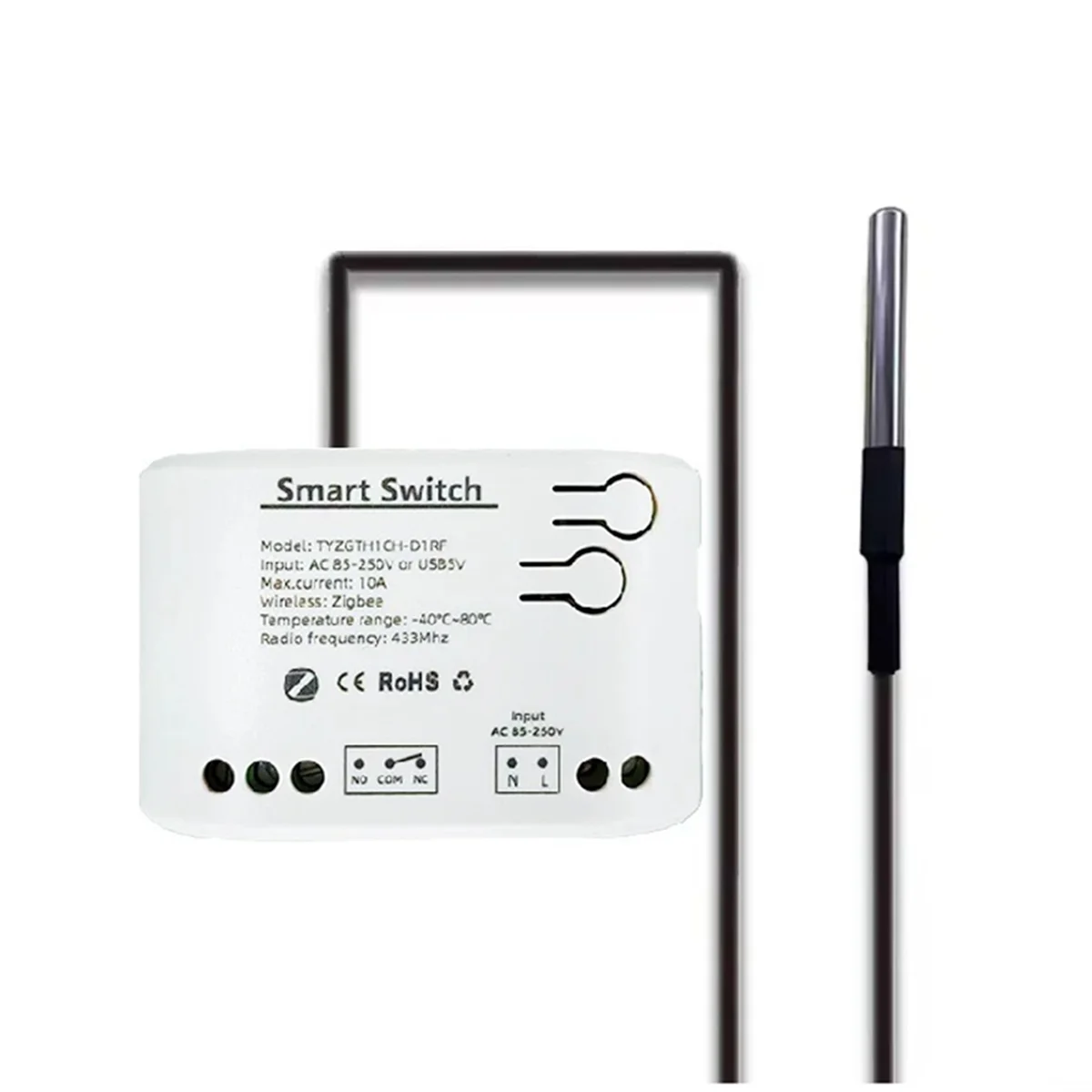 Tuya Smart Zigbee Switch with Temperature Sensor AC 85-250V_QWE