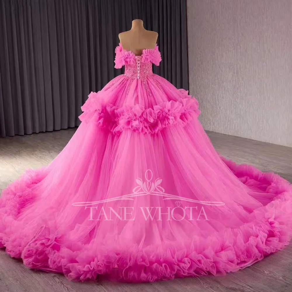 

Rose Red Sequined Beading Strapless Vestido Para Quinceañera 2025 With Lace-Up Back Customized Girls Party Gown