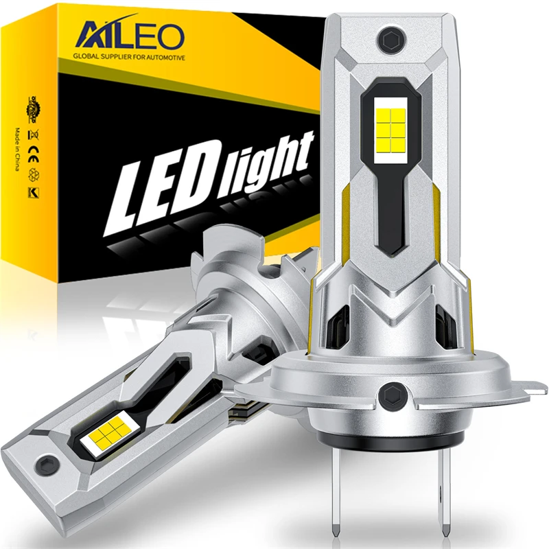 AILEO 120W H7 LED 자동차 헤드라이트 터보 전구, 6000K 30000LM CSP 칩 미니 LED 조명, 플러그 앤 플레이 소켓, 비극성 고출력, 2 개