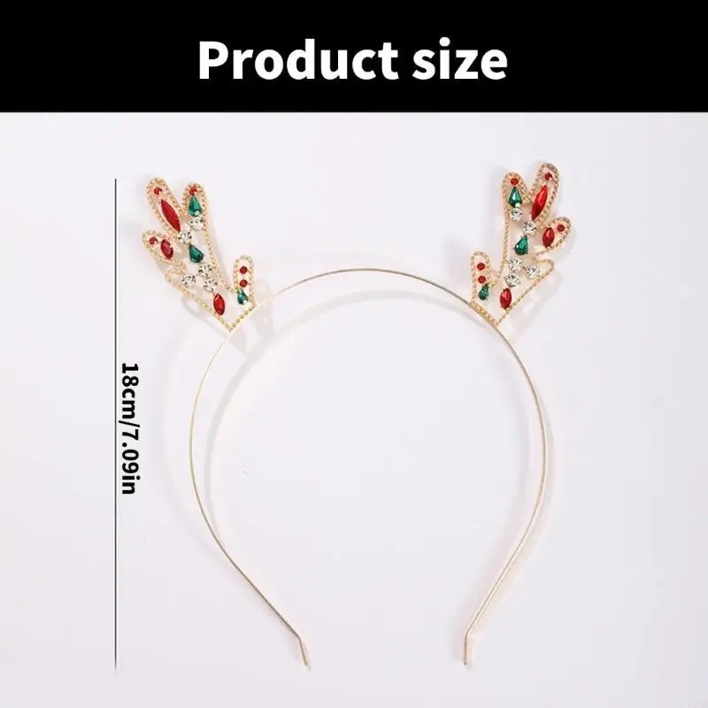 195E Kersthoofdband Rendier Hoofddeksel Feestviering Hoofdaccessoire voor nieuwjaarsfeesten, kinderen tot volwassenen