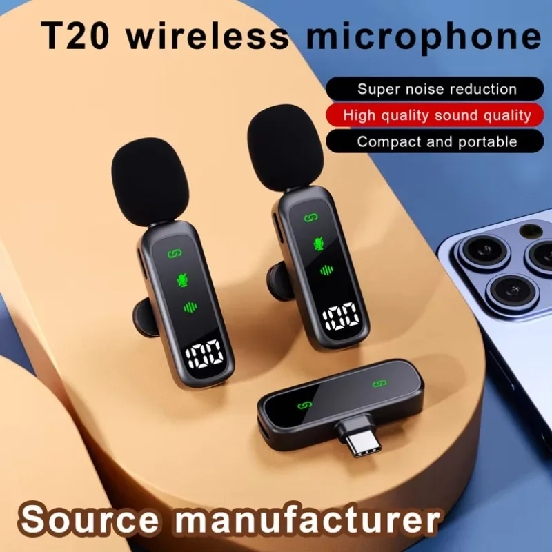 Wireless Lavalier Microphone Mini Lapel Mic with Noise Reduction for Outdoor Live Short Video Shoots Podcast Mobile Phone Use