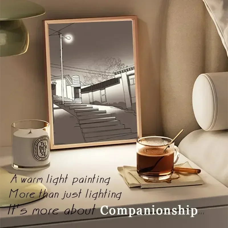 Modern Art Luminous Decorative Painting Table Lamp Desktop Ornaments Creative USB Led Night Light Lighting Picture Decoration