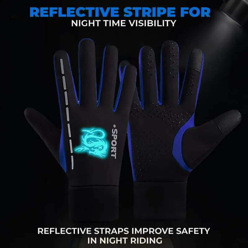 Winter Gloves Women Warm Safety Gloves Waterproof Reflective Walking Gear Anti-Slip Reflective Running Gloves For Cold Winter